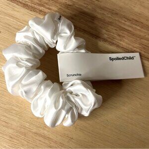 Spoiled Child White Silk Luxe Scrunchie